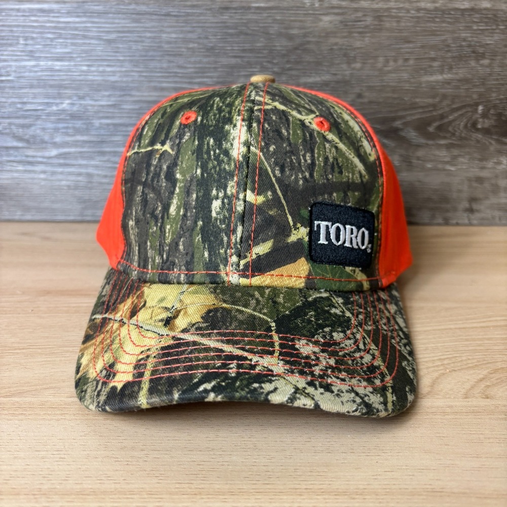 TORO Hat Strap Back Orange Brown Camo Camouflage Embroidered Mens